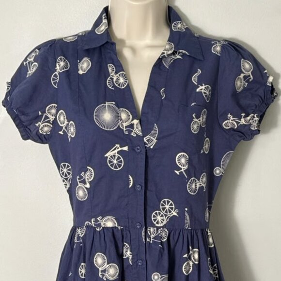 Anthropologie bicycle print shirt dress by Porridge, sz 4 - Picture 2 of 6